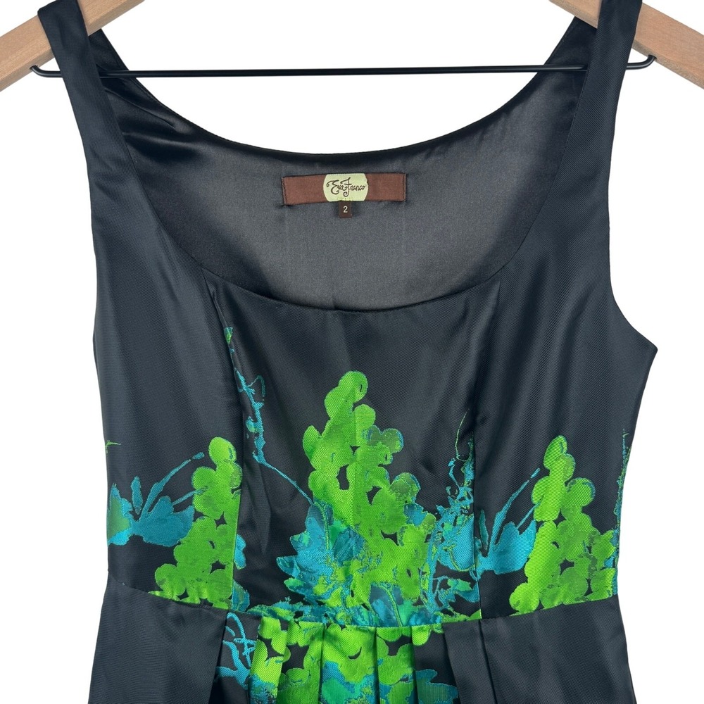 Eva Franco Womens Fit & Flare Dress Sleeveless USA Made Elegant Print - Picture 2 of 9